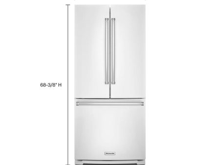 Kitchenaid KRFF300EWH 20 cu. Ft. 30-Inch Width Standard Depth French Door Refrigerator with Interior Dispense Hot on Sale